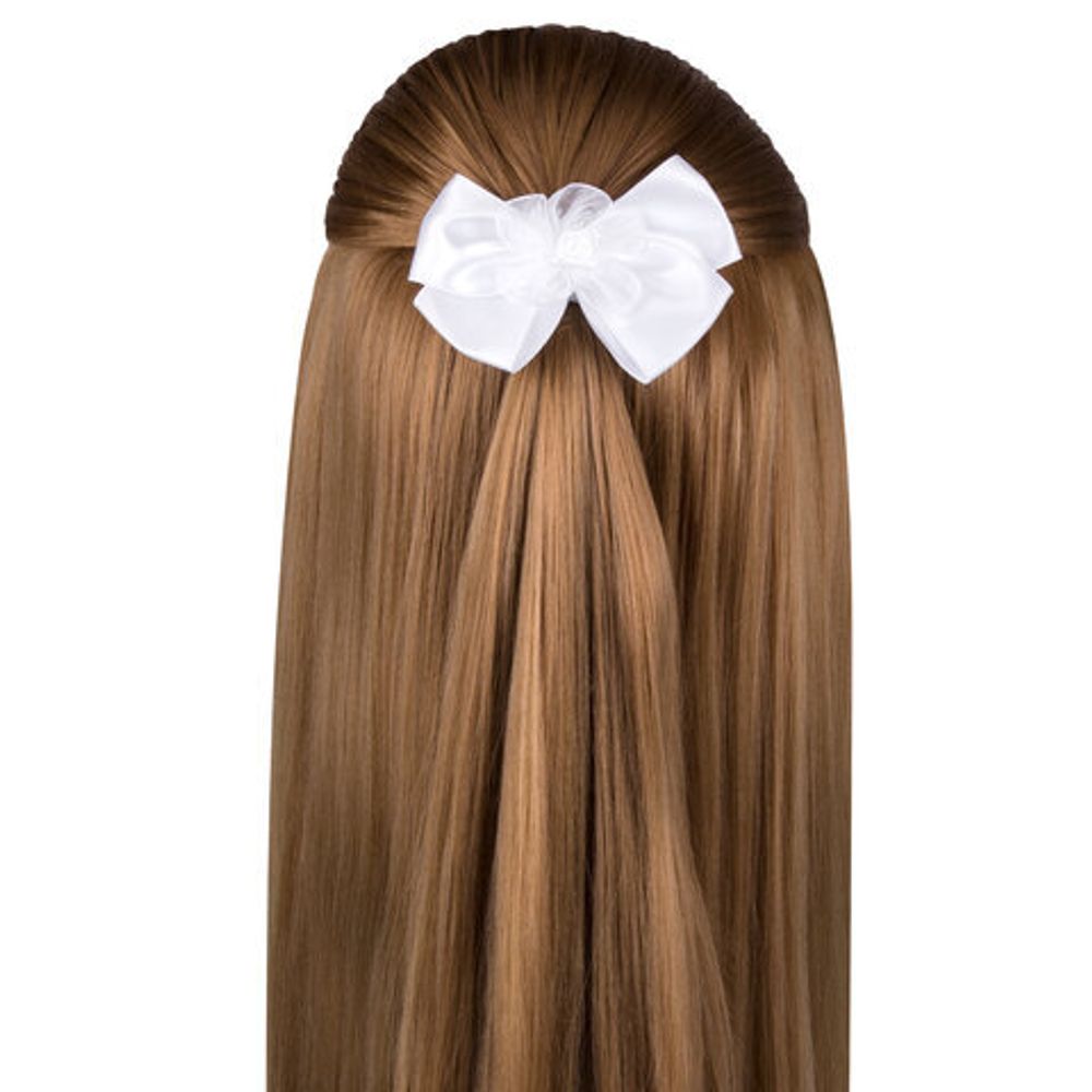 Бант для волос 8х10 см, 10х12 см, 8 см на резинке, белый, АССОРТИ, MONTE VITA, 457117