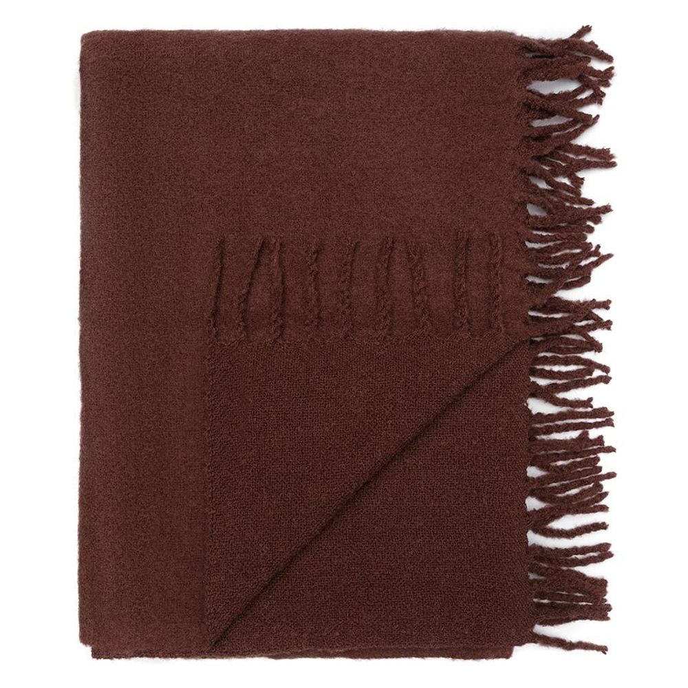 Плед мохеровый шоколадного цвета из коллекции Essential, 130х180 см