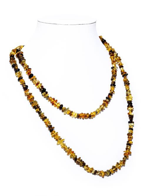 Длинные бусы из янтаря натуральные женские, длина 100 см.