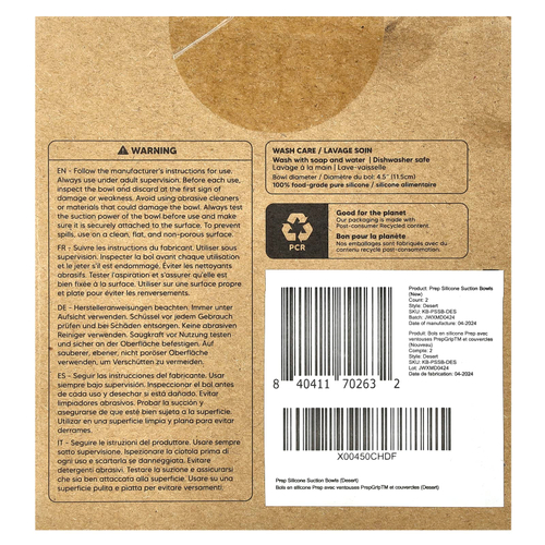 KeaBabies, силиконовые миски для кормления, с сосками и крышками PrepGrip™, для детей 6–36 месяцев, пустынный, 2 шт. в упаковке