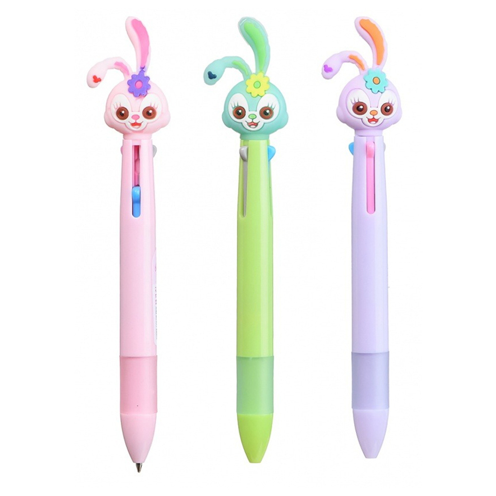 Ручка шариковая, автоматическая, 3в1, Basir, 3-ёх цветная, серия "Зайчата", с резиновой фигуркой, 36 шт