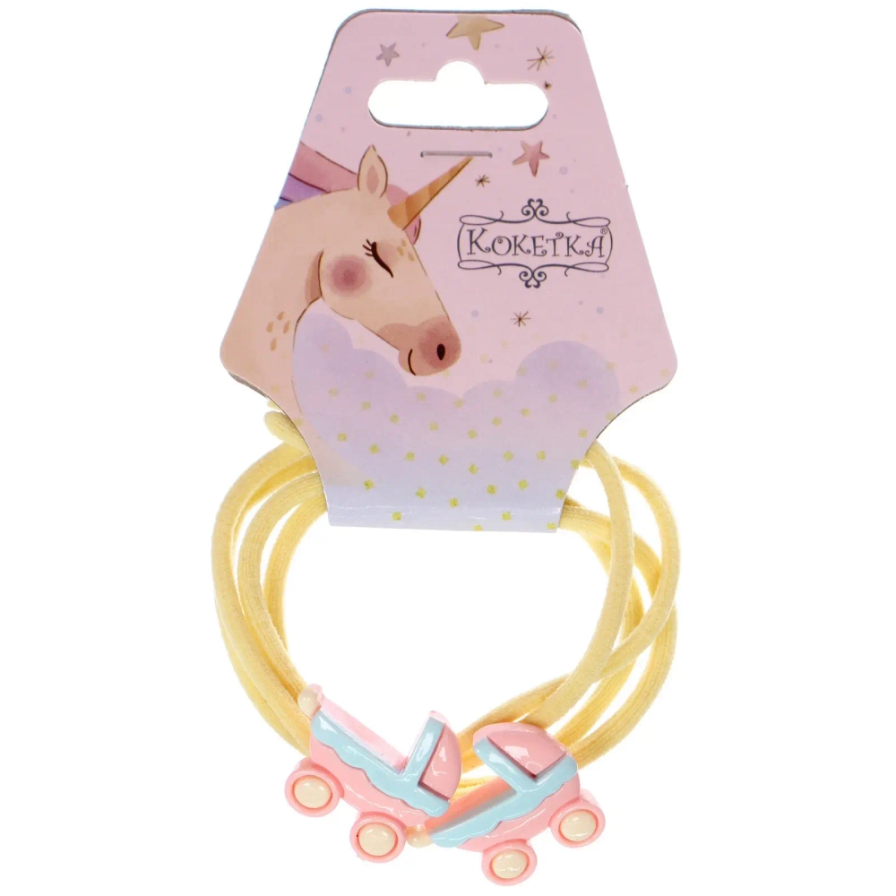 Резинки для волос 2шт «МИМИШКА», колясочка, микс 5 цветов, d-5,5см (подвес Единорог)