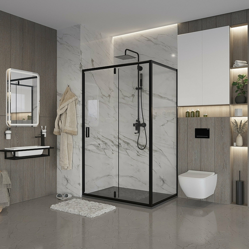 Душевой уголок Niagara Nova 110х90 NG-83-11AB-A90B профиль Черный стекло прозрачное