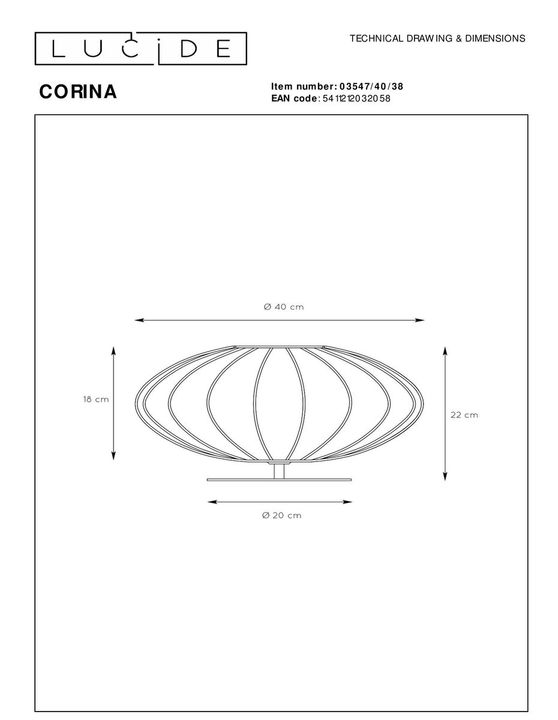 Настольная лампа Lucide Corina 03547/40/38