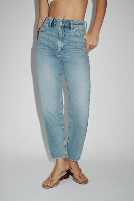 ZARA ДЖИНСЫ С ВЫСОКОЙ ПОСАДКОЙ Z1975 MOM FIT, ВЫЦВЕТШИЙ СИНИЙ