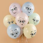 Шар (12''/30 см) Веселые смайлы, Ассорти, макарунс, 1 ст, 25 шт.