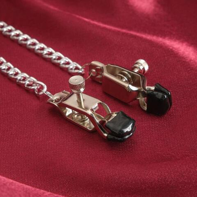 Зажимы для сосков с цепочкой - 25 см. (Цвет: серебристый)