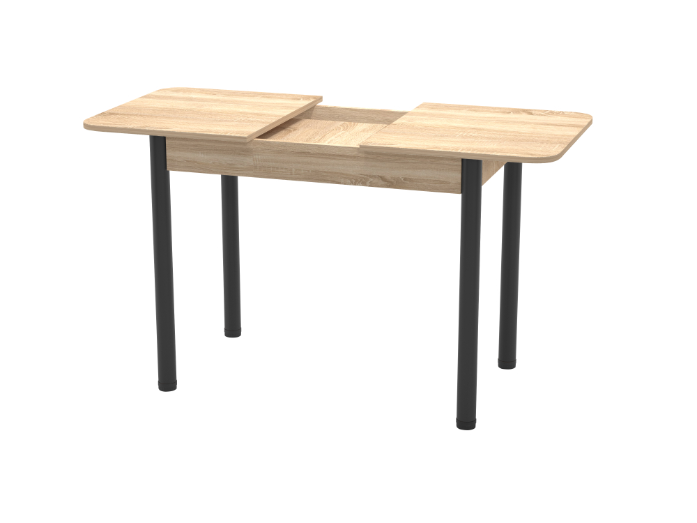 Стол Беседа раздвижной В1, ЛДСП (980*580*300) Дуб Вотан, КРОМКА: дуб вотан / черный/ЛДСП Бодега тем