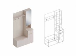 Прихожая с зеркалом "Тефия"1200 Правая