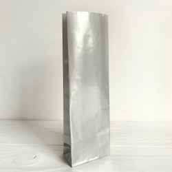 Пакет бумажный фасовочный, глянцевый, серебро, 5,5 х 3 х 17 см