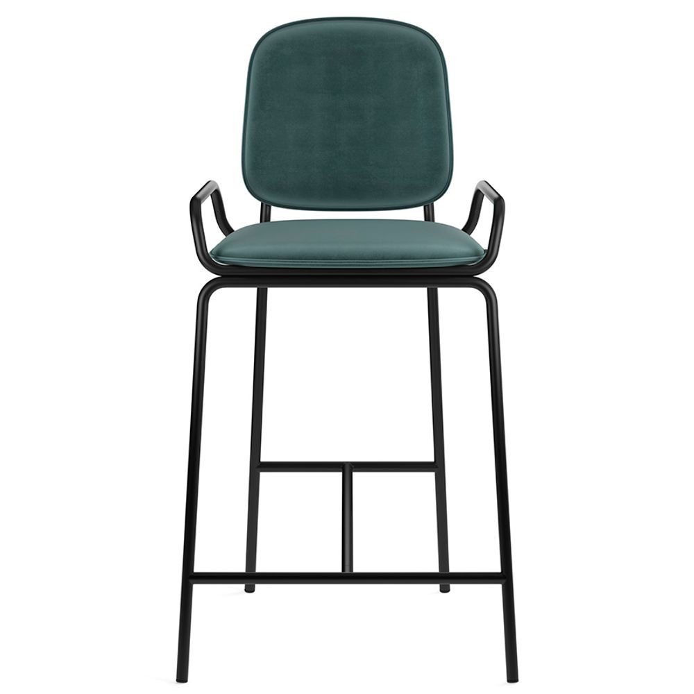 Стул полубарный Ror, 2 Frame, велюр, черный/зеленый