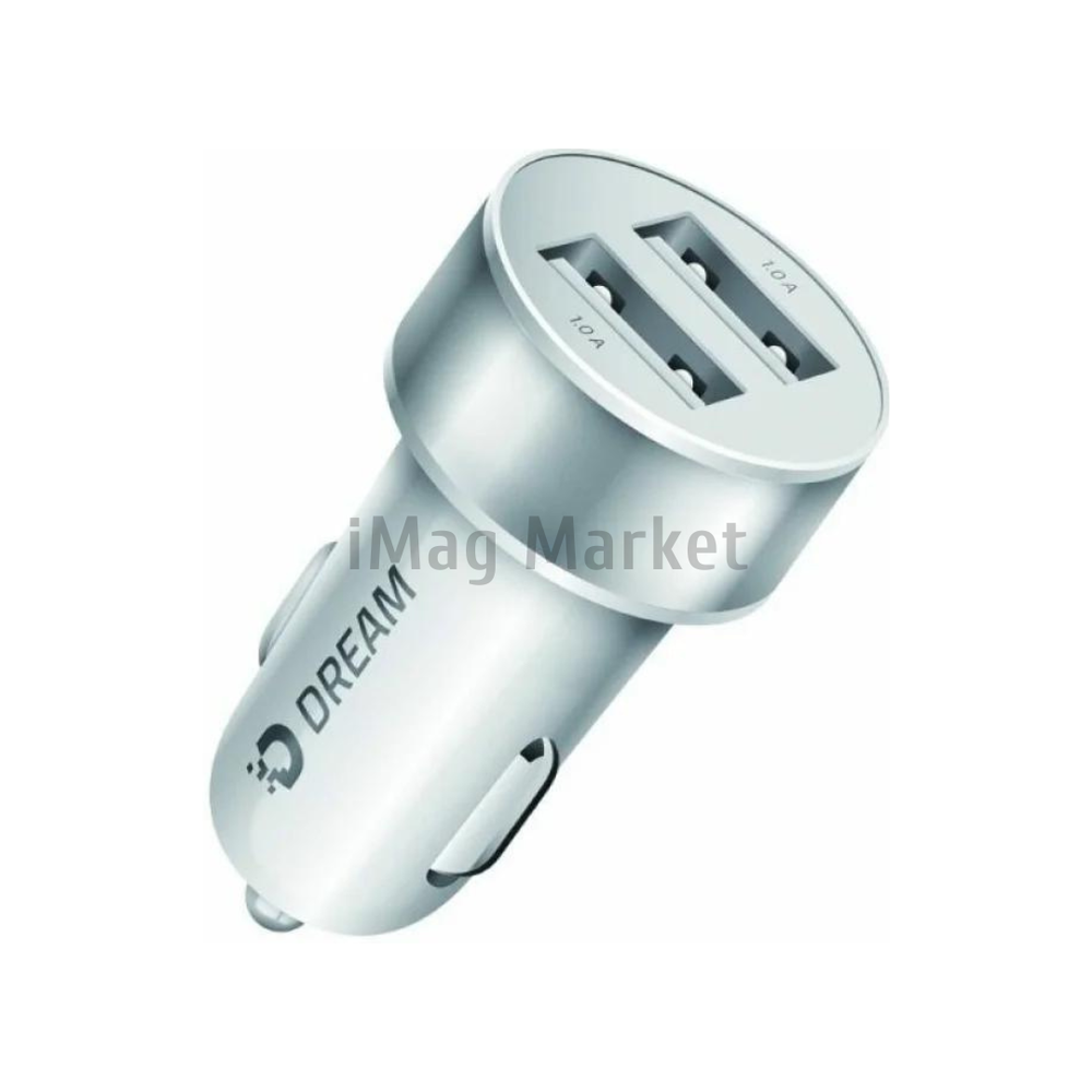 Автомобильное зарядное устройство Dream CH2, 2 USB-A, 5W, 1A, бело-серый