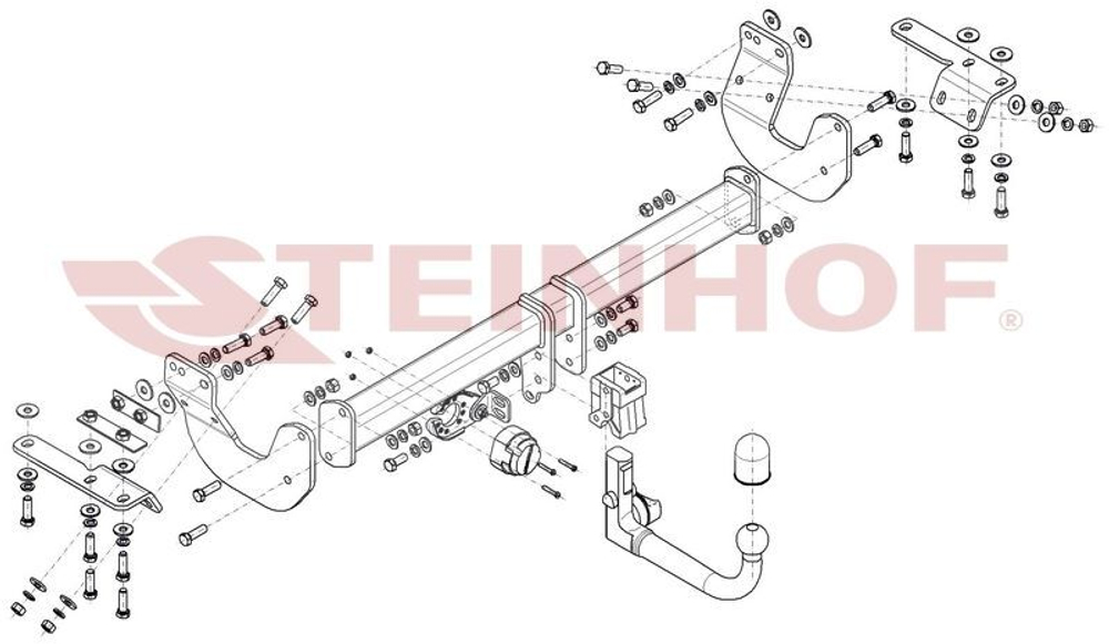 Фаркоп Steinhof R-048 для Nissan X-Trail T32 2014-, Renault Koleos II 2016-(паспорт и сертификат в комплекте)(без электрики)