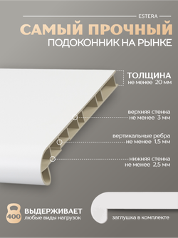 Подоконник пластиковый Эстера белый матовый