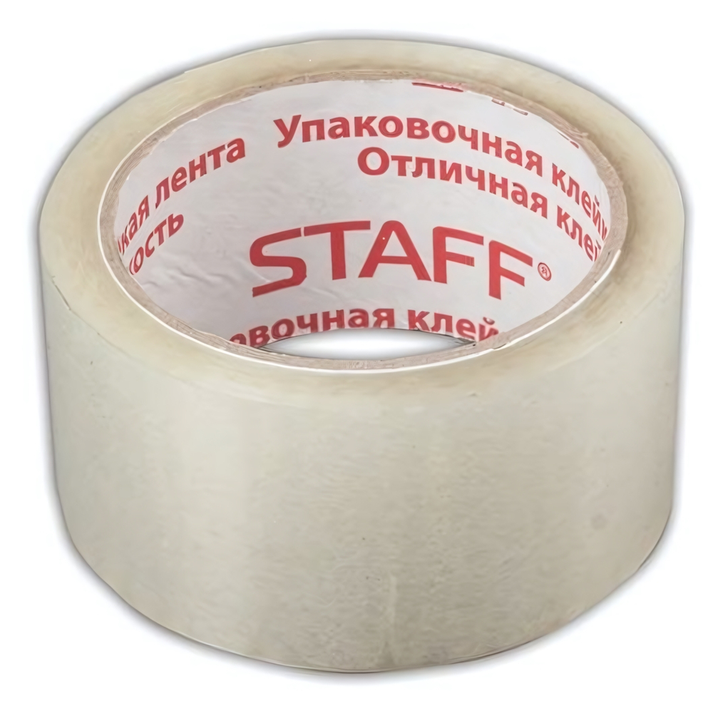 Клейкая лента 50мм х 66м, упаковочная,прозрачная, 40 мкм (STAFF)