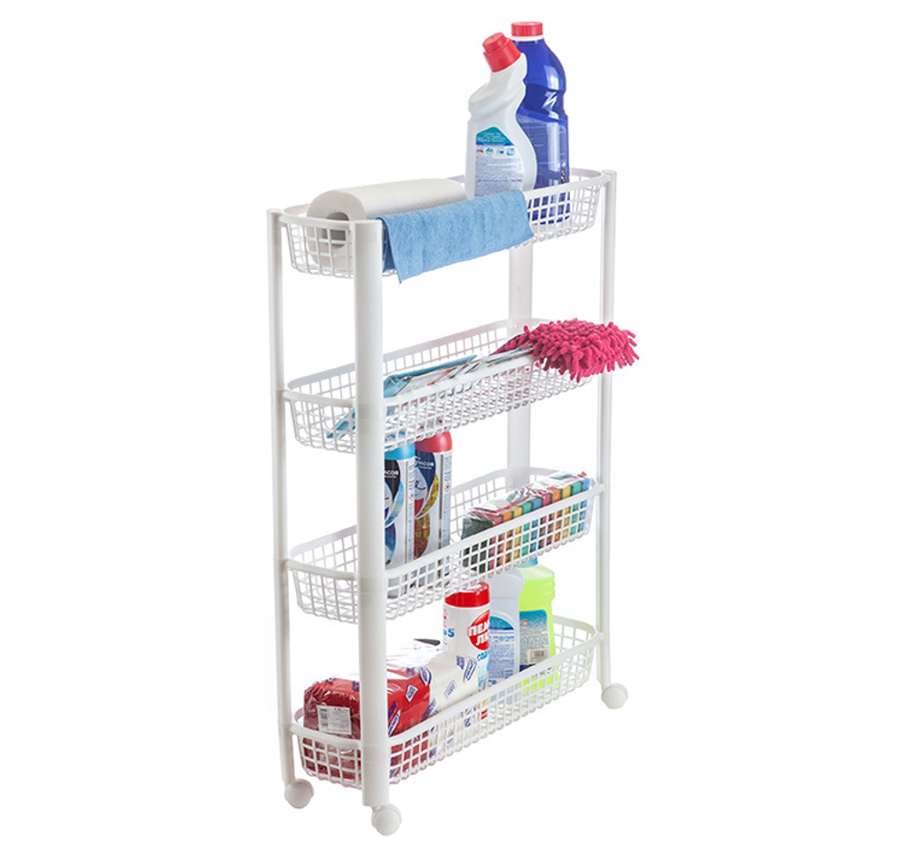 Полка узкая на колёсах (4 секции)