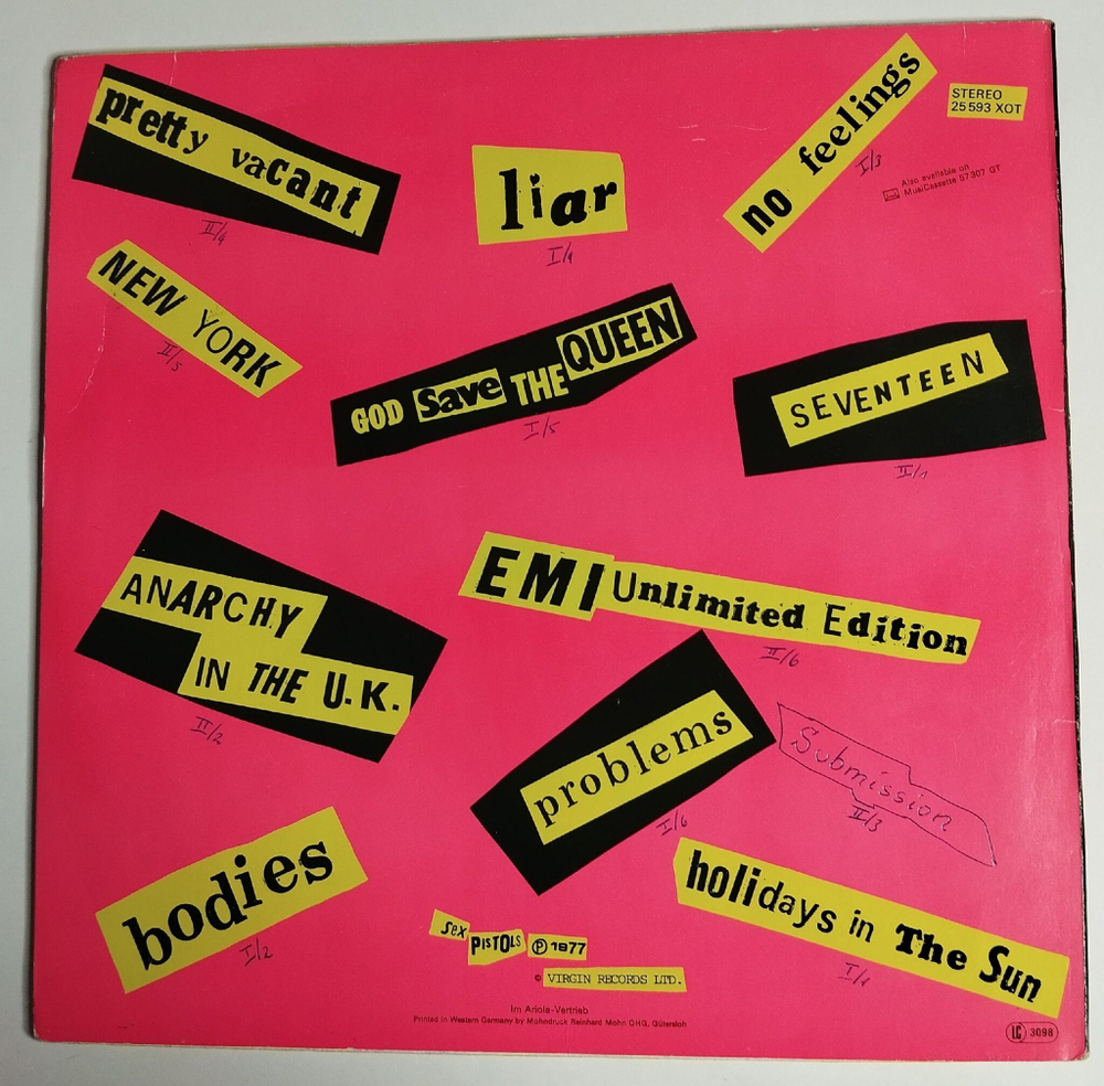 Винтажная виниловая пластинка LP Never Mind The Bollocks Here is The Sex Pistols (Germany 1987)