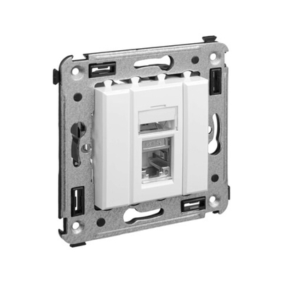 Компьютерная розетка RJ-45 в стену, кат.5e одинарнаяэкранированная,"Avanti", "Белое облако"