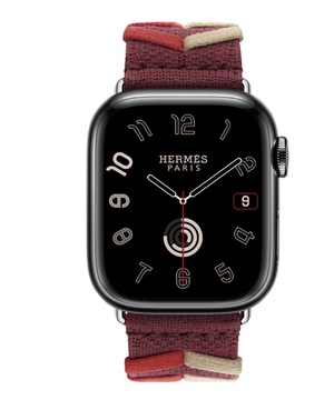 Apple Watch Hermès 41mm Space Black Stainless Steel Case with Rouge H Bridon Single Tour