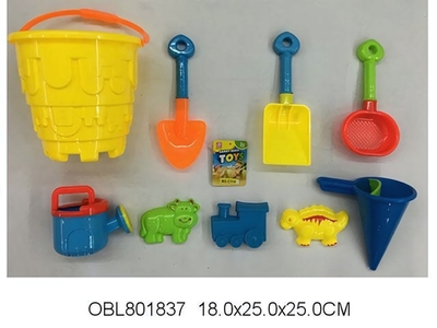 Набор для игры в песок (9предм.) ведро,2совка,сит,лейка,форм,сет.C114