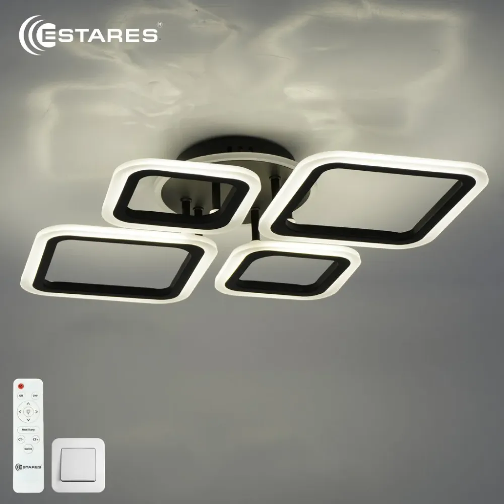 Управляемая светодиодная люстра OVAL RGB 65W 4S1R-RC-600x445x95-BLACK/WHITE-220-IP20