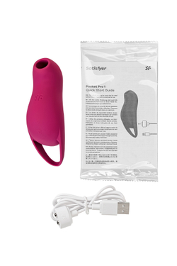 Вакуум-волновой стимулятор клитора с вибрацией Satisfyer Pocket Pro 1, силикон, бордовый, 13,9 см