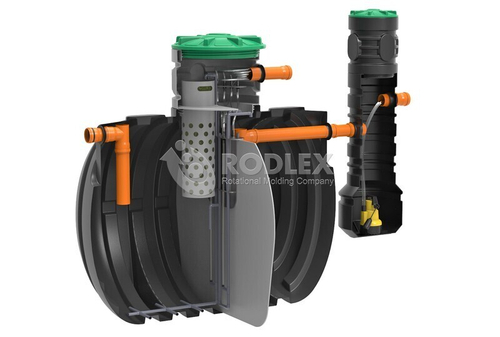 Станция биологической очистки BioBox Aero 10 с принудительным выбросом, насосом в отдельной кнс Родлекс 5000 л./ 2500 л. в сутки / 10 чел. / принудительный сброс / компрессорный аэрация (2400x1740x2300см;262кг;) - арт.559797