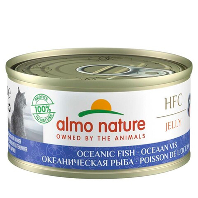 Almo Nature консервы для кошек "HFC Jelly" с океанической рыбой (55% рыбы) (желе) 70 г банка