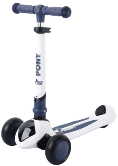 Самокат детский трехколесный светящийся складной Tech Team  Pony 2022 бело-синий