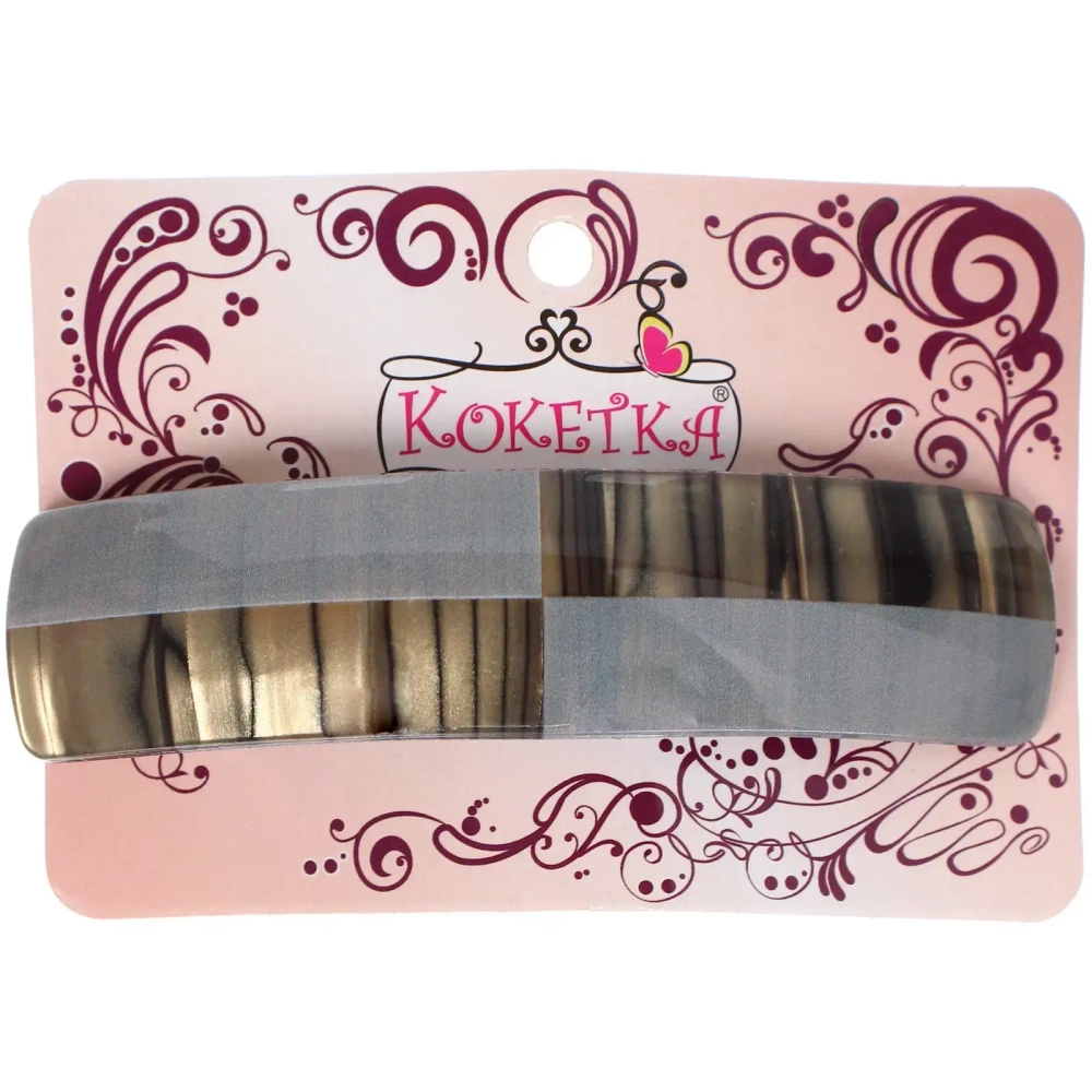 Заколка - автомат «ЭКЛЕР», форма прямоугольная, тайра, микс 5 цветов, 10,5*3см (блистер Кокетка)