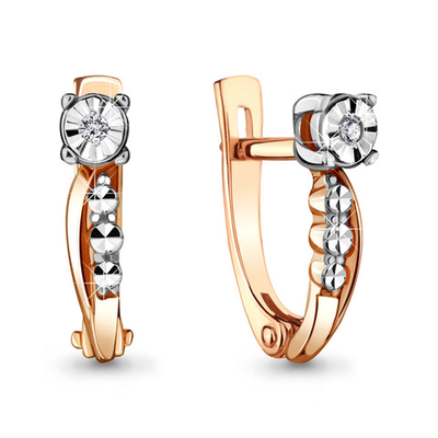 942515к Серьги из Золота с бриллиантами из коллекции "Иллюзия"