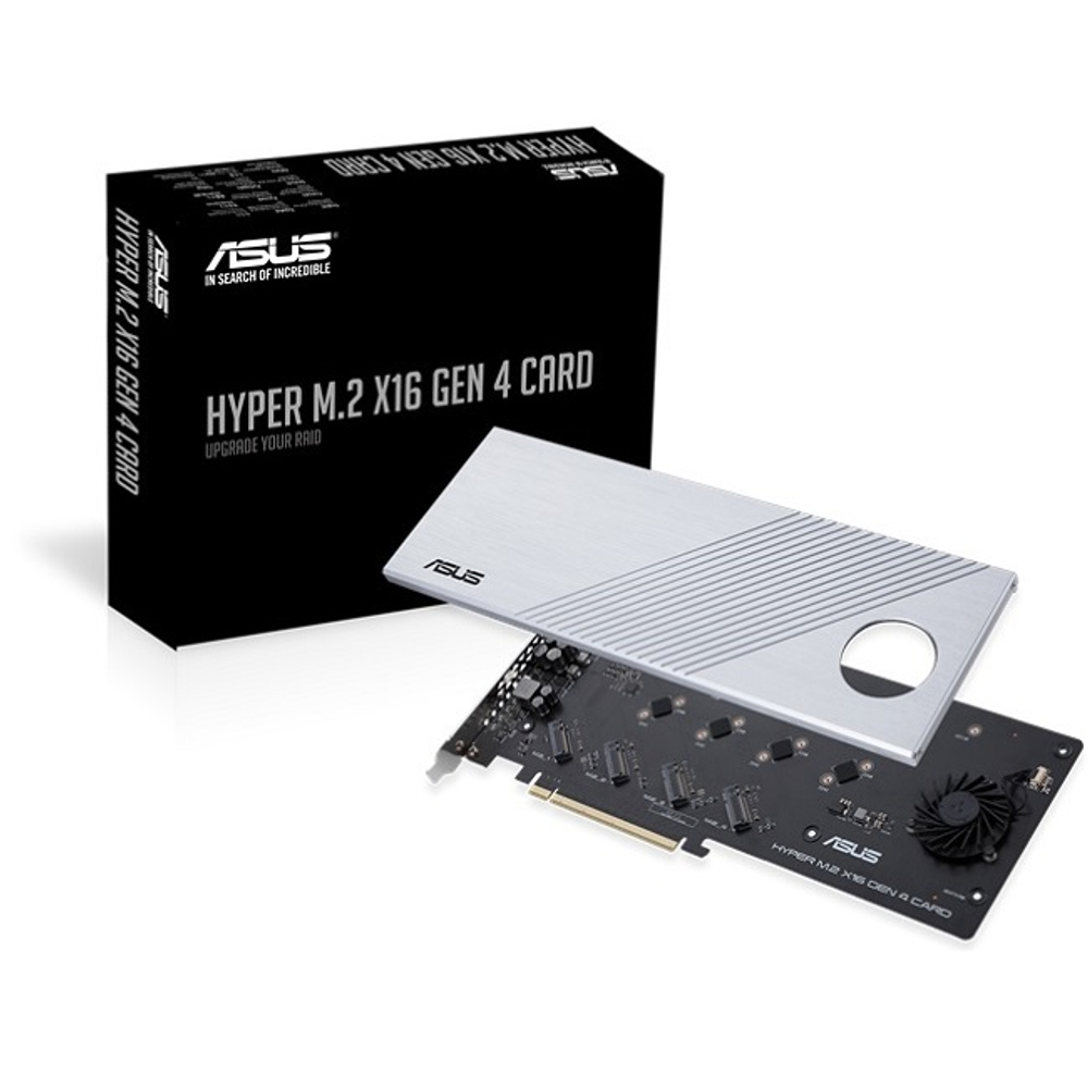 Адаптер M.2 - PCI-E ASUS HYPER M.2 X16 GEN 4 CARD, PCI-E4.0x16, RAID 4xM.2 NVMe, 2242/2260/2280/22110 (90MC08A0-MVAAY0)