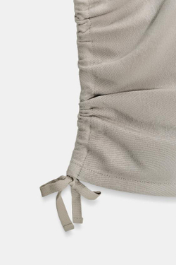 ZARA БРЮКИ КАПРИ СО СБОРКОЙ, СВЕТЛО-СЕРЫЙ