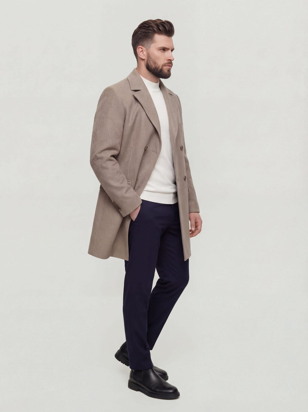 Мужское пальто (бежевое) С28