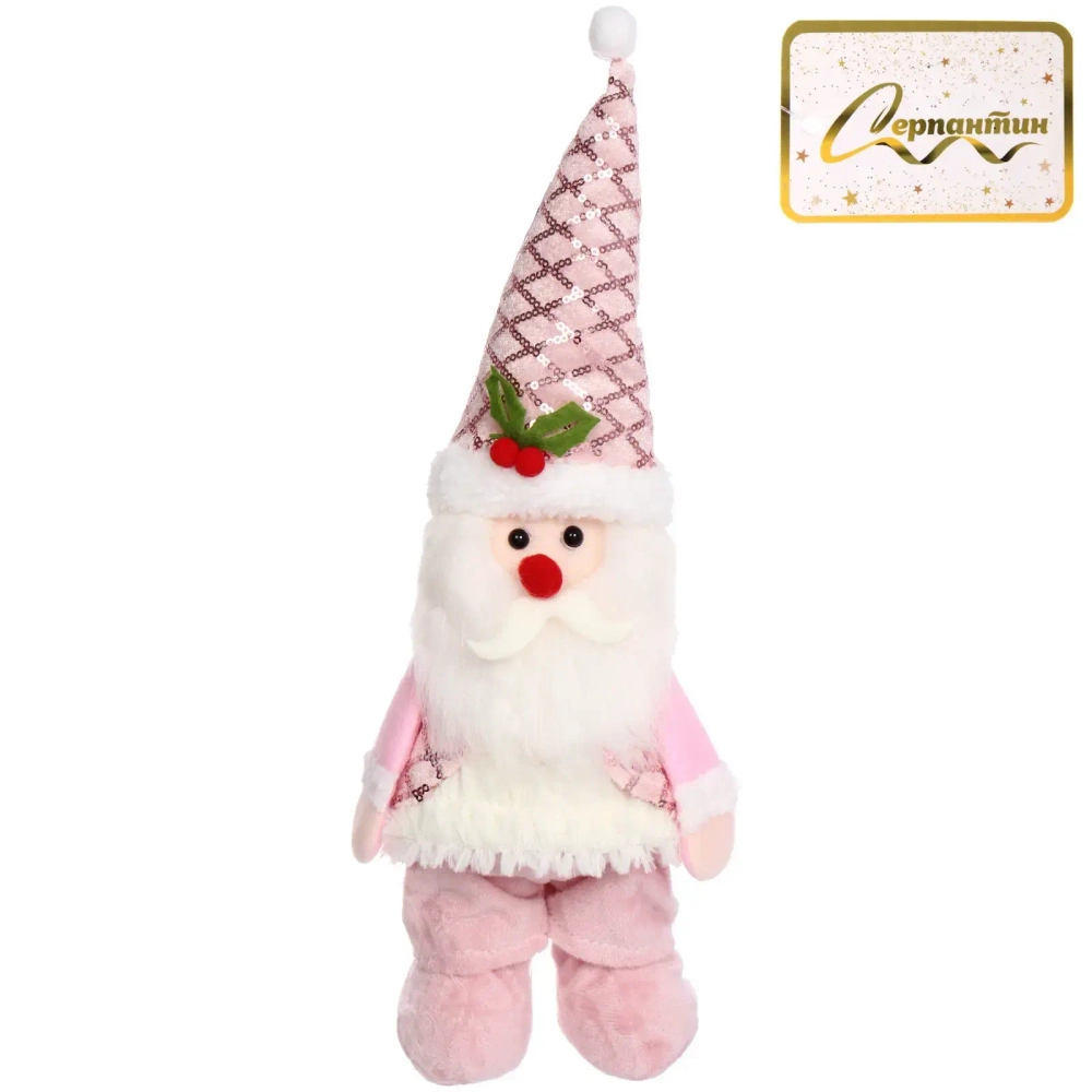 Сувенир новогодний «Новогоднее настроение - Дед Мороз» 14*36*8 см, Розовый (с подсветкой)