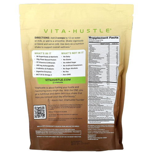 VitaHustle, One Superfood Protein, протеин из суперфудов, шоколад и арахисовая паста с бананом, 654 г (1,44 фунта)