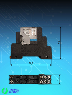 Промежуточное реле 220В AC, 2 контакта 8А, с колодкой