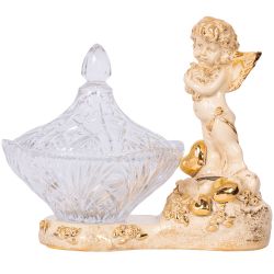 Сахарница стеклянная с крышкой Ангел Роуз Айвори