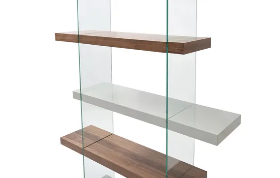 Стеллаж Mysen, 180х140 см, орех, стекло