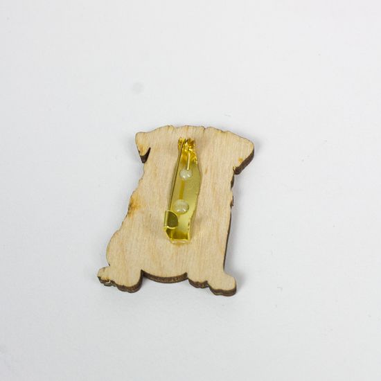 Деревянный значок. Мопс