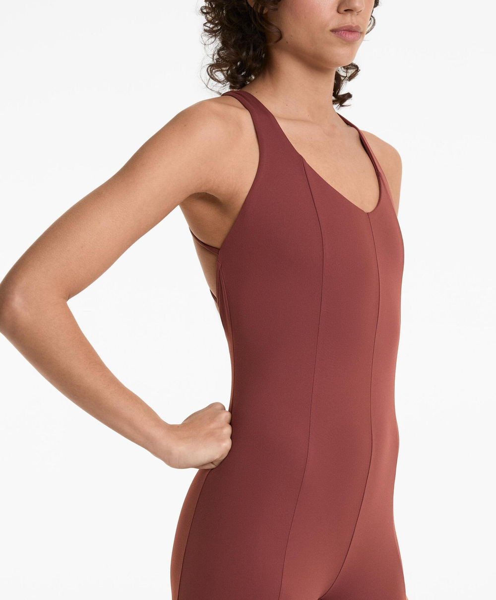 Oysho Длинный комбинезон Comfortlux, рыжевато-коричневый