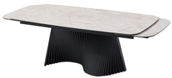 Стол ЛАВА (LAVA) 200 БЕЖЕВЫЙ МРАМОР TL-616, испанская керамика / Черный каркас, ®DISAUR