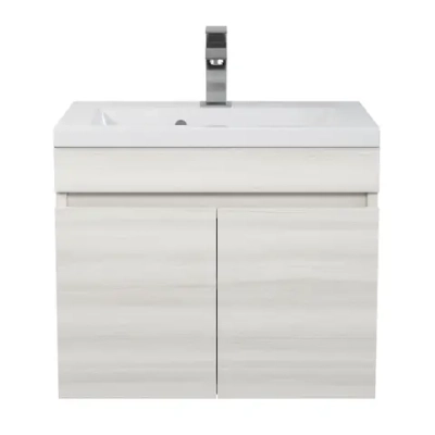 Тумба с раковиной для ванной Uperwood Eva, 50 см, подвесная, Дуб Харбор Белый, с дверцами