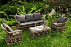 "Гранд Латте" лаунж-зона из искусственного ротанга, цвет соломенный