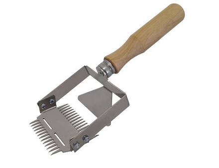 Вилка-культиватор широкая двухсторонняя (13+16 игл) (нерж. сталь, ручка деревянная)