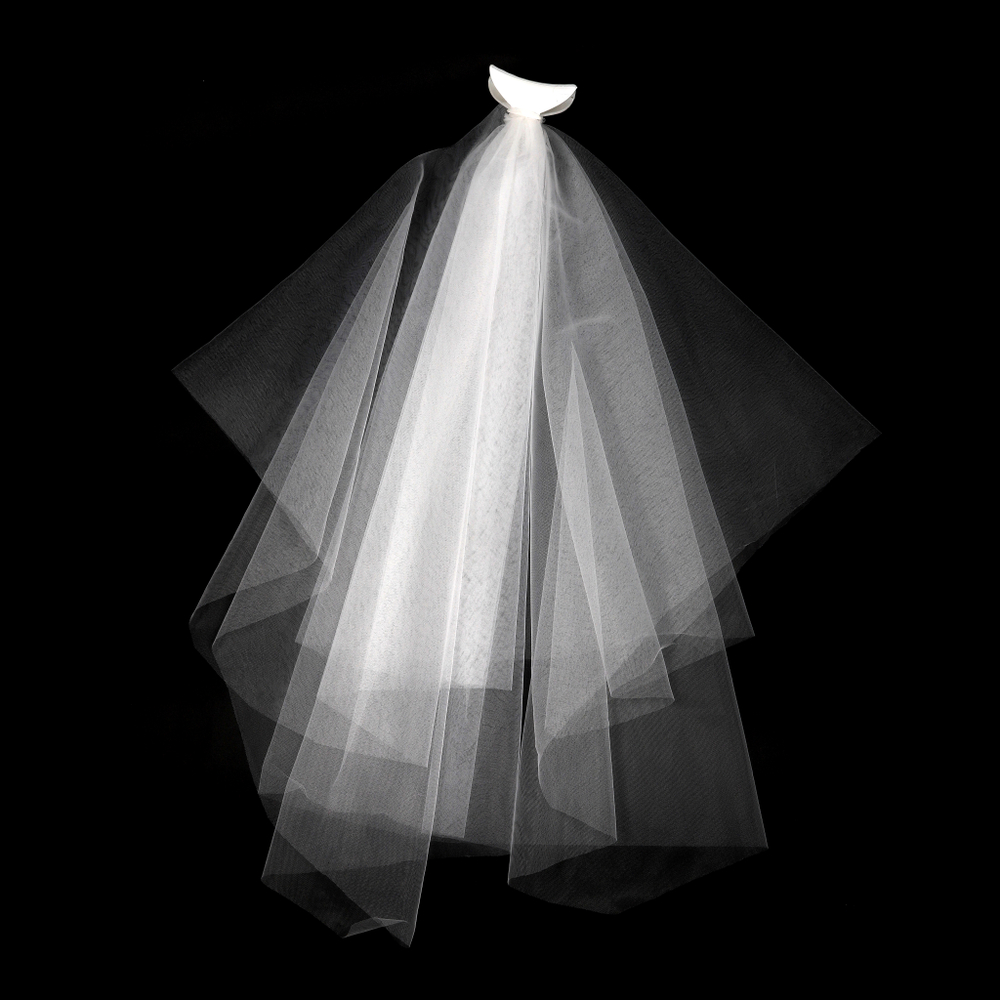 Фата с заколкой-крабом в белом цвете, 75 см