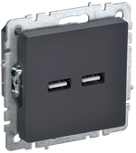 BRITE Розетка USB A+A 5В 3,1А РЮ10-1-БрГ графит IEK