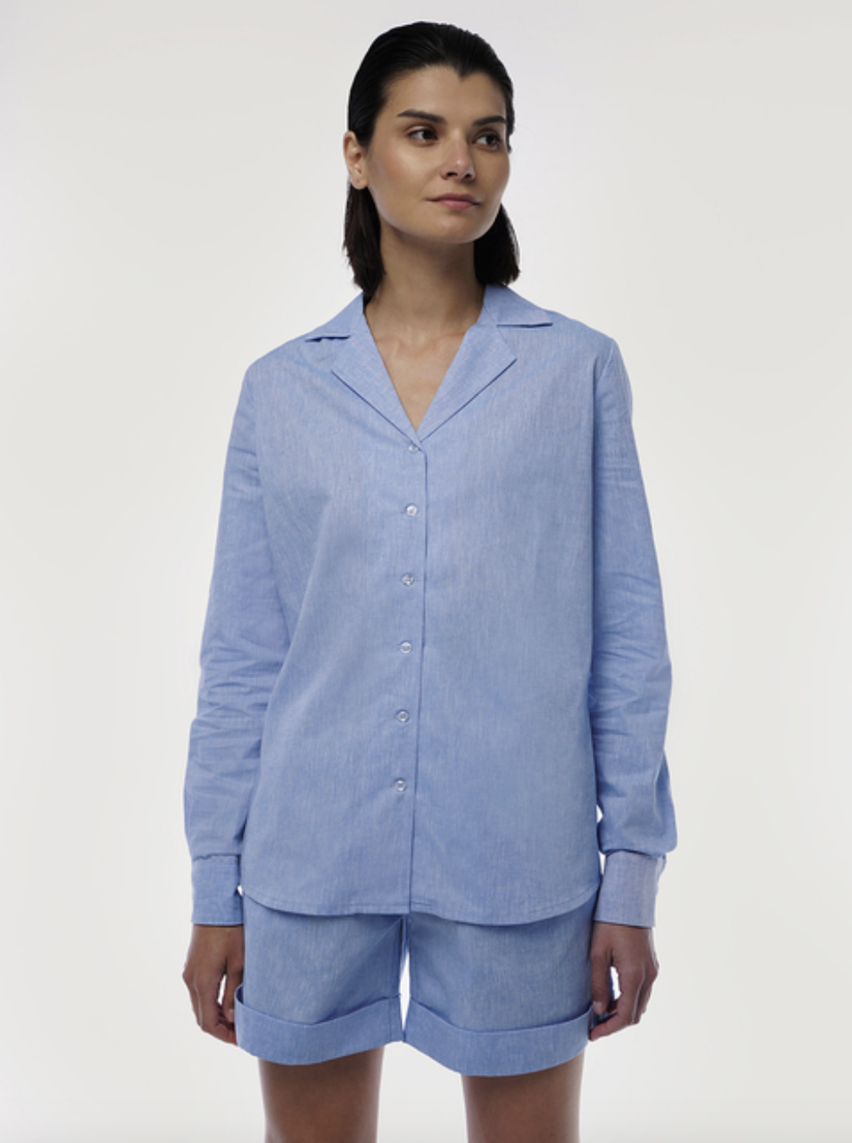 Рубашка с английским воротником со льном