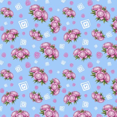 Нежные пионы на голубом фоне