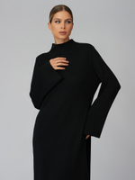 Женское платье миди трапеция черное под горло